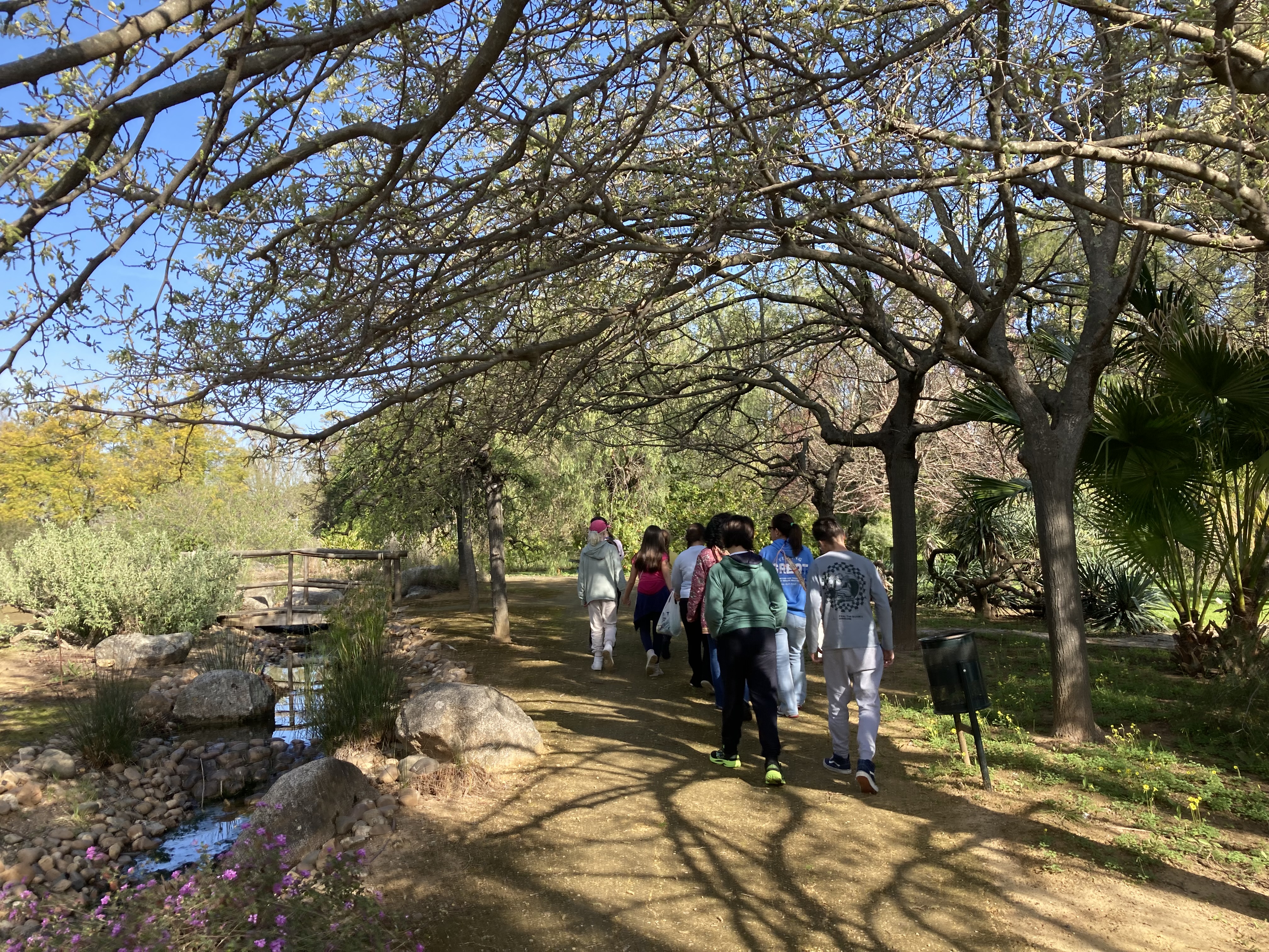 Grupo de alumnos haciendo senderismo en el 'Arboreto'