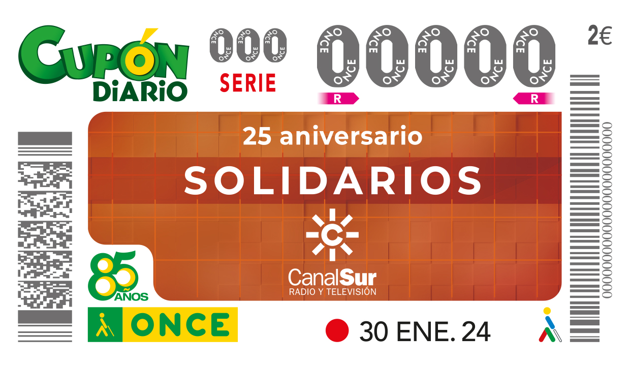Cupón del 30 de enero, dedicado al 25 Aniversario del programa Solidarios de Canal Sur TV