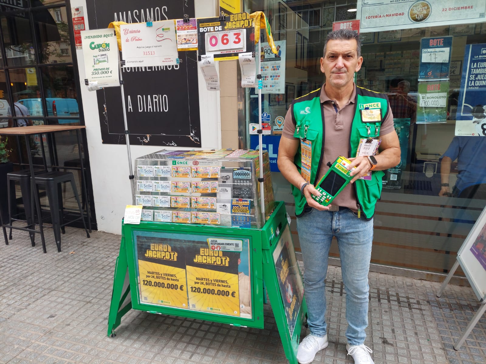 Pedro Fernández, vendedor de la ONCE en Málaga