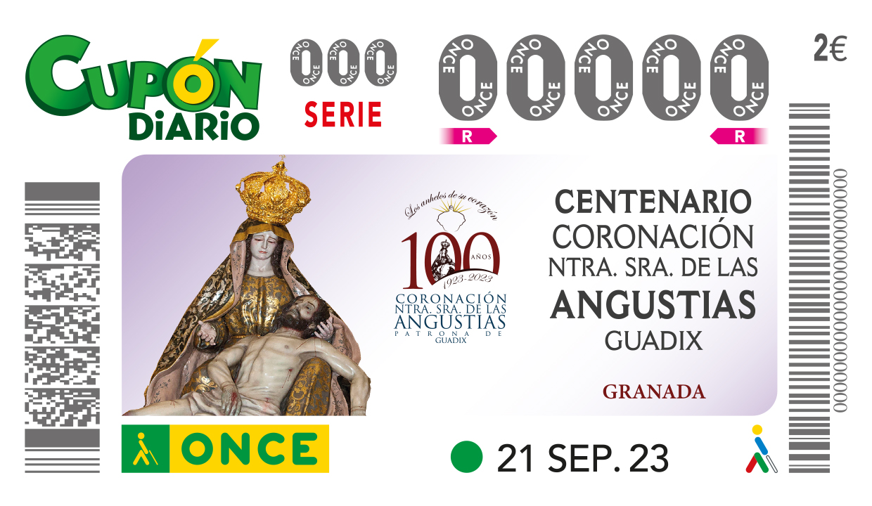 Sorteo del 21 de septiembre, dedicado al Centenario de la Virgen de las Angustias de Guadix (Granada)