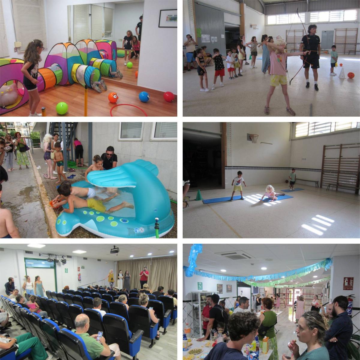 Collage de imágenes de las distintas actividades desarrolladas en la fiesta de fin de curso en Huelva