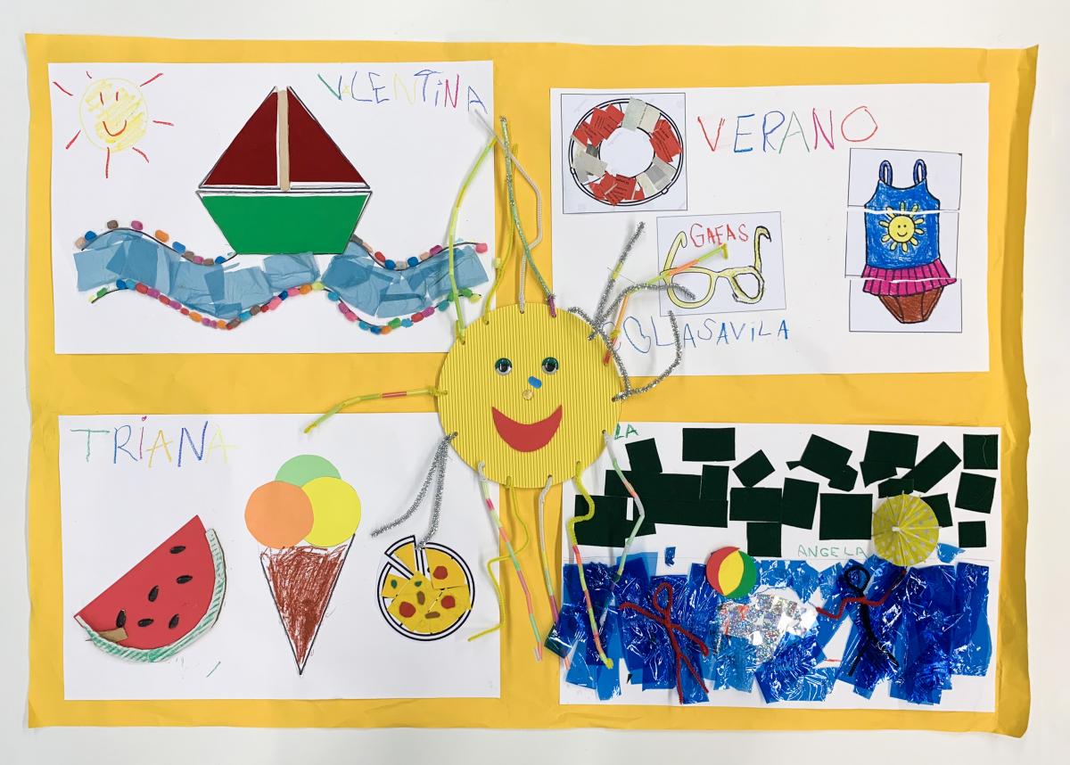 Cartel sobre el verano, realizado por los alumnos más pequeños