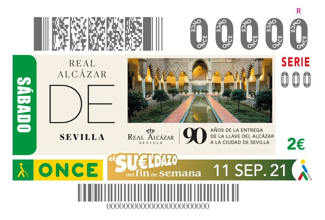 Sorteo del 11 de septiembre, dedicado a los 90 años del Real Alcázar de Sevilla