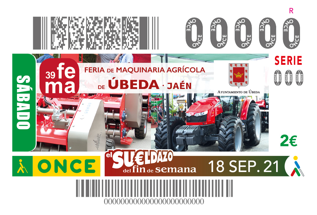 Sorteo del 18 de septiembre, dedicado a la Feria de Maquinaria Agrícola de Úbeda (Jaén)