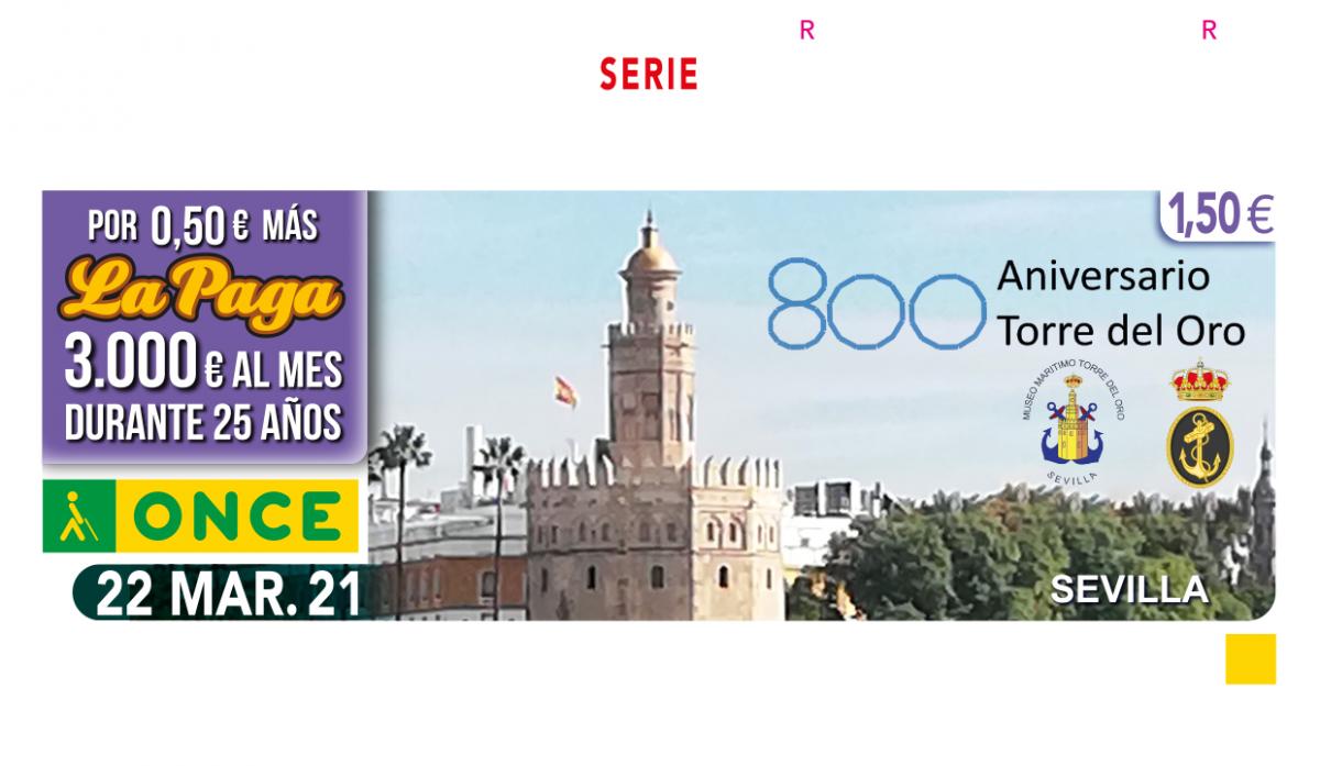Sorteo del lunes 22 de marzo, dedicado al 800 aniversario de la Torre del Oro de Sevilla