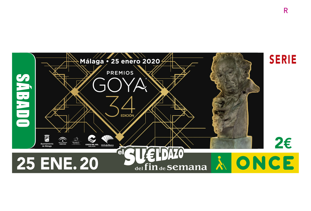 Sorteo del 25 de enero, dedicado a la Gala de los Goya, que este año se celebra en Málaga