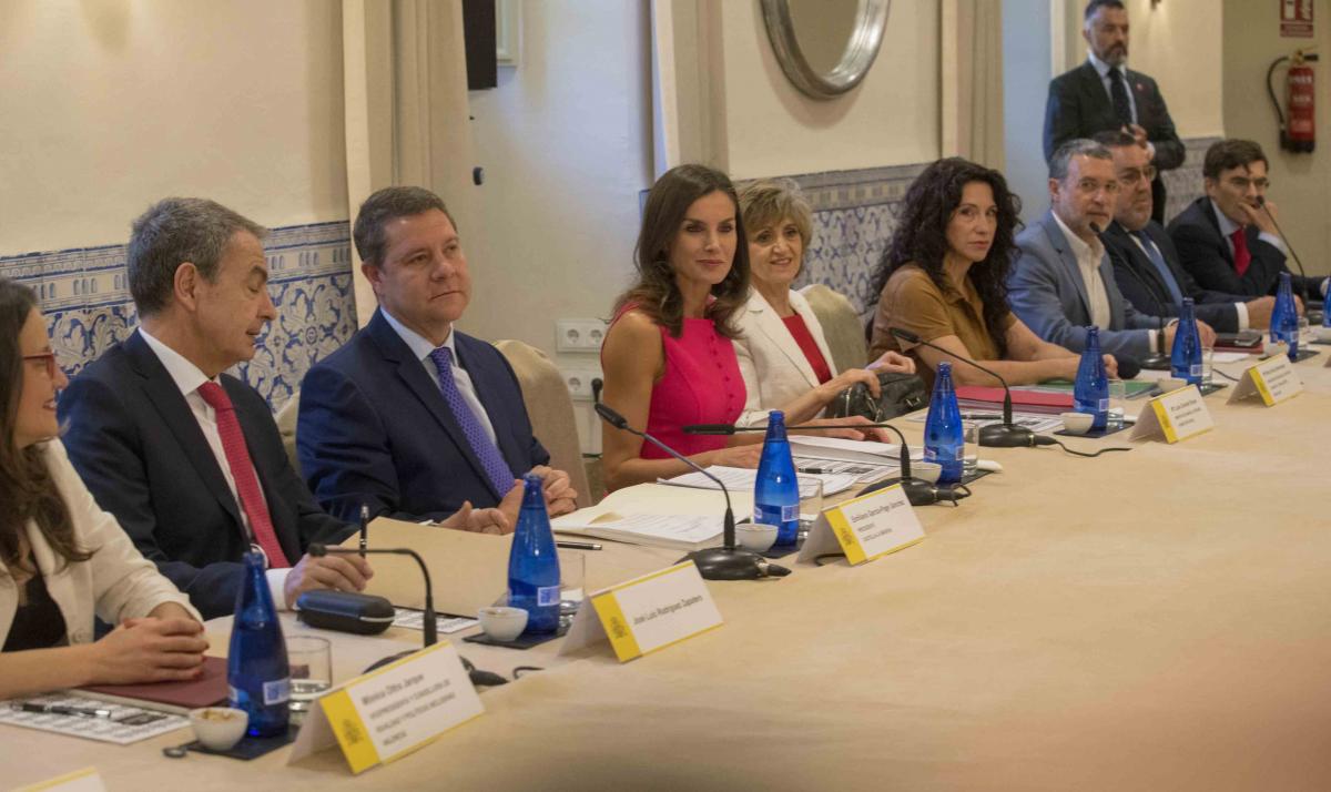 El presidente del Grupo Social ONCE, Miguel Carballeda, y el vicepresidente ejecutivo de Fundación ONCE, Alberto Durán, participaron en la reunión con la Reina doña Letizia