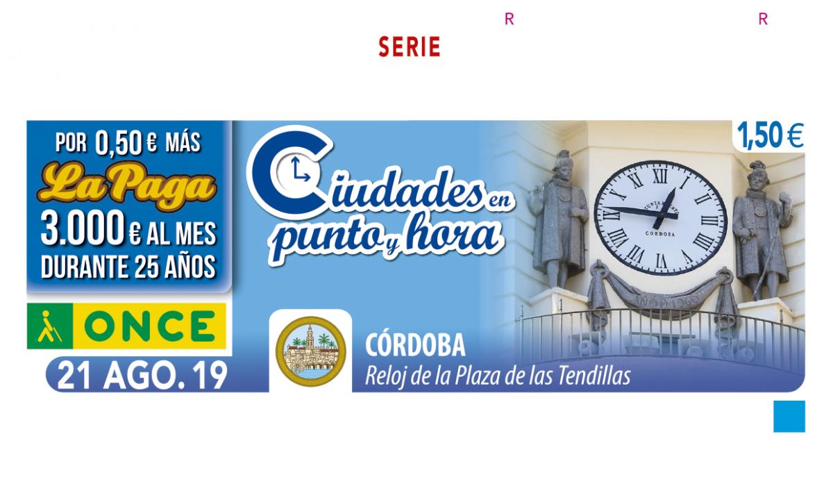 Sorteo del 21 de agosto, dedicado al reloj de la Plaza de las Tendillas de Córdoba