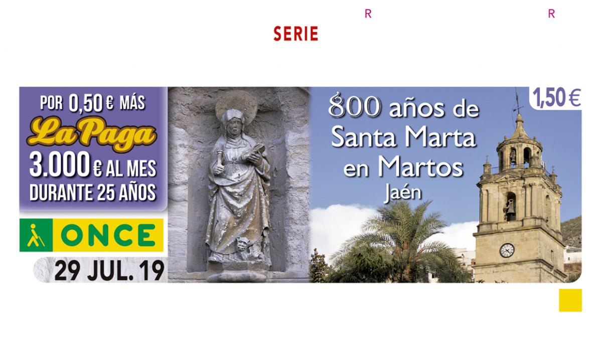 Sorteo del 29 de julio, dedicado a los 800 años de la Iglesia de Santa Marta de Martos (Jaén)