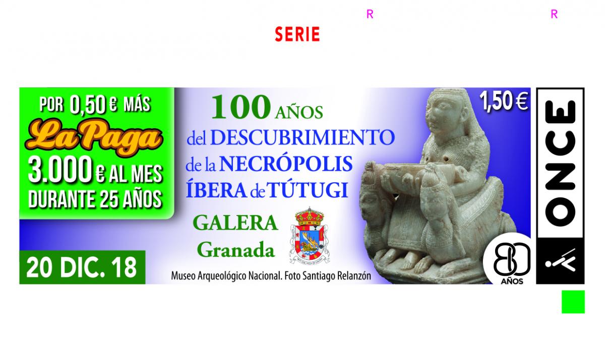 Sorteo del 20 de diciembre, dedicado al centenario del descubrimiento de la necrópolis granadina de Íbera de Tútugi en Galera