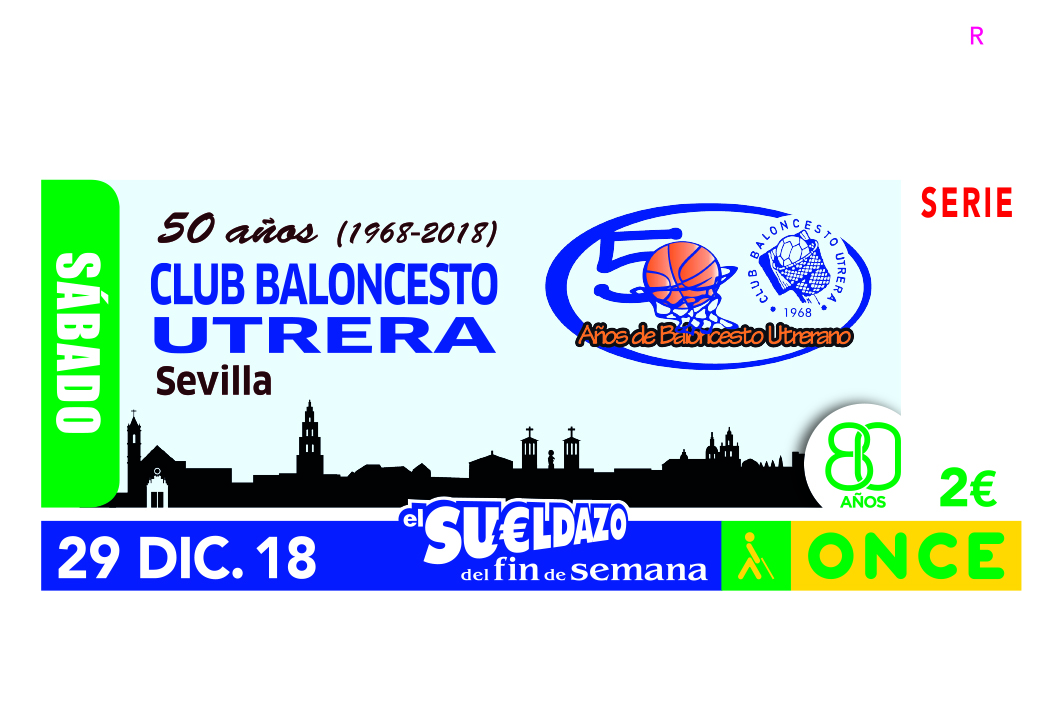 Sorteo del 29 de diciembre, dedicado al 50 aniversario de la creación del Club de Baloncesto de Utrera (Sevilla)