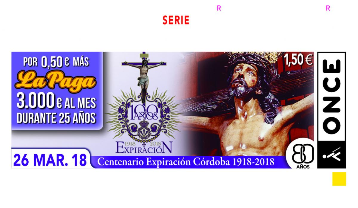Cupón del sorteo del 26 de marzo, dedicado al Centenario del Cristo de la Expiración de Córdoba
