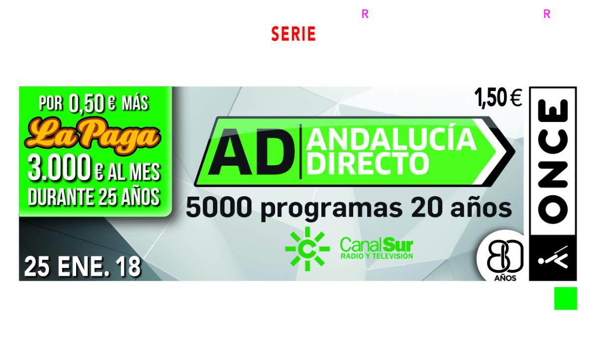 Sorteo del 25 de enero, dedicado al 20 aniversario del programa Andalucía Directo, de Canal Sur TV