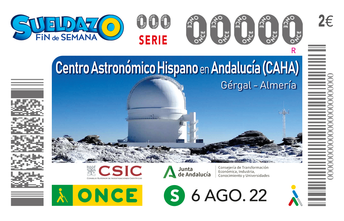 Sorteo del 6 de agosto, dedicado al Observatorio Astronómico de Calar Alto (Almería)