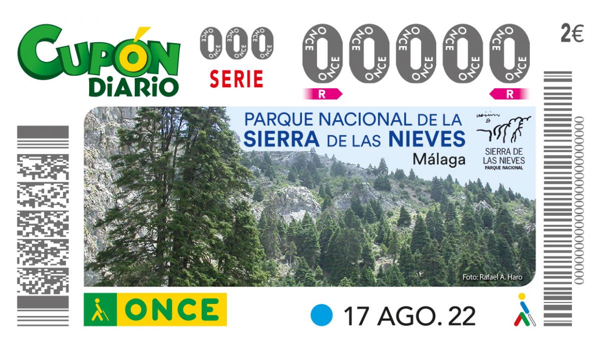 Sorteo del 17 de agosto, dedicado al Parque Nacional de la Sierra de las Nieves (Málaga)