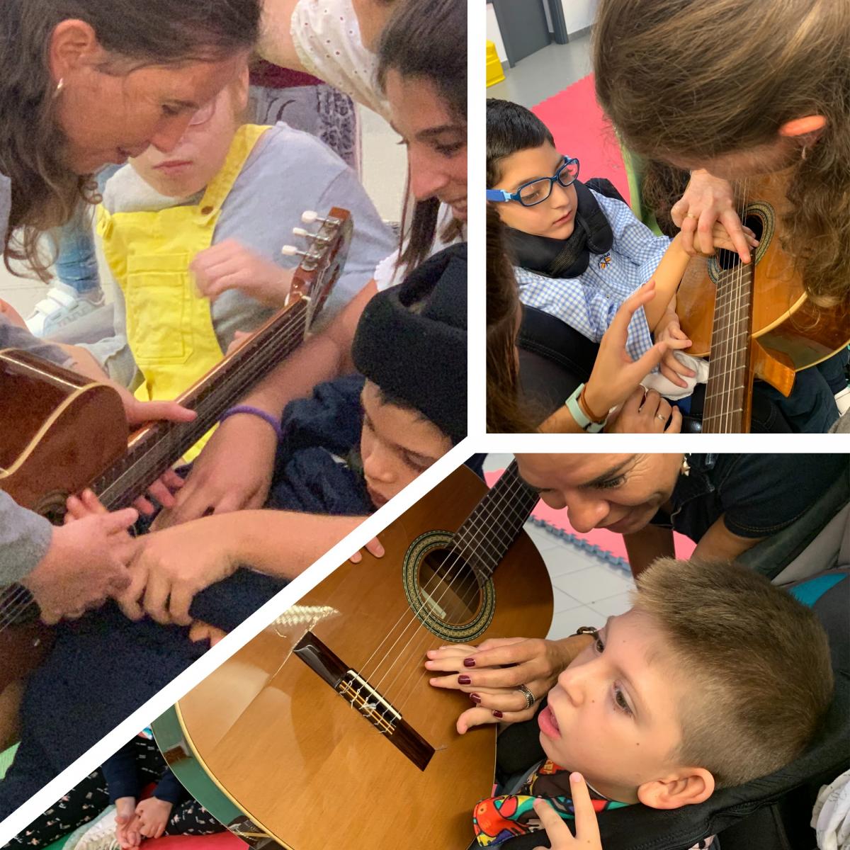 Alumnos y alumnas reconocen el sonido de la guitarra en el taller de música