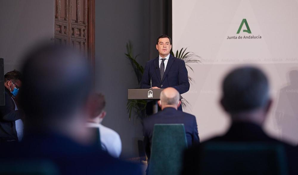 Intervención del presidente de la Junta de Andalucía, Juanma Moreno