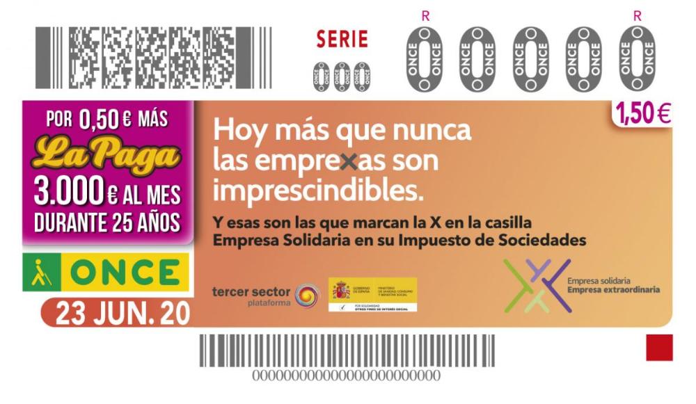 Cupón de la ONCE dedicado a las empresas solidarias