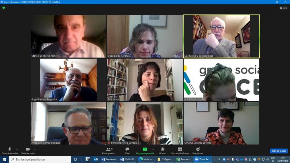 Imagen de la reunión telemática del jurado en la categoría de novela