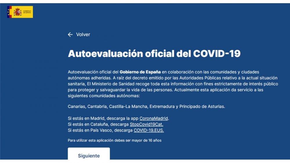 Pantallazo de la evolución del COVID-19