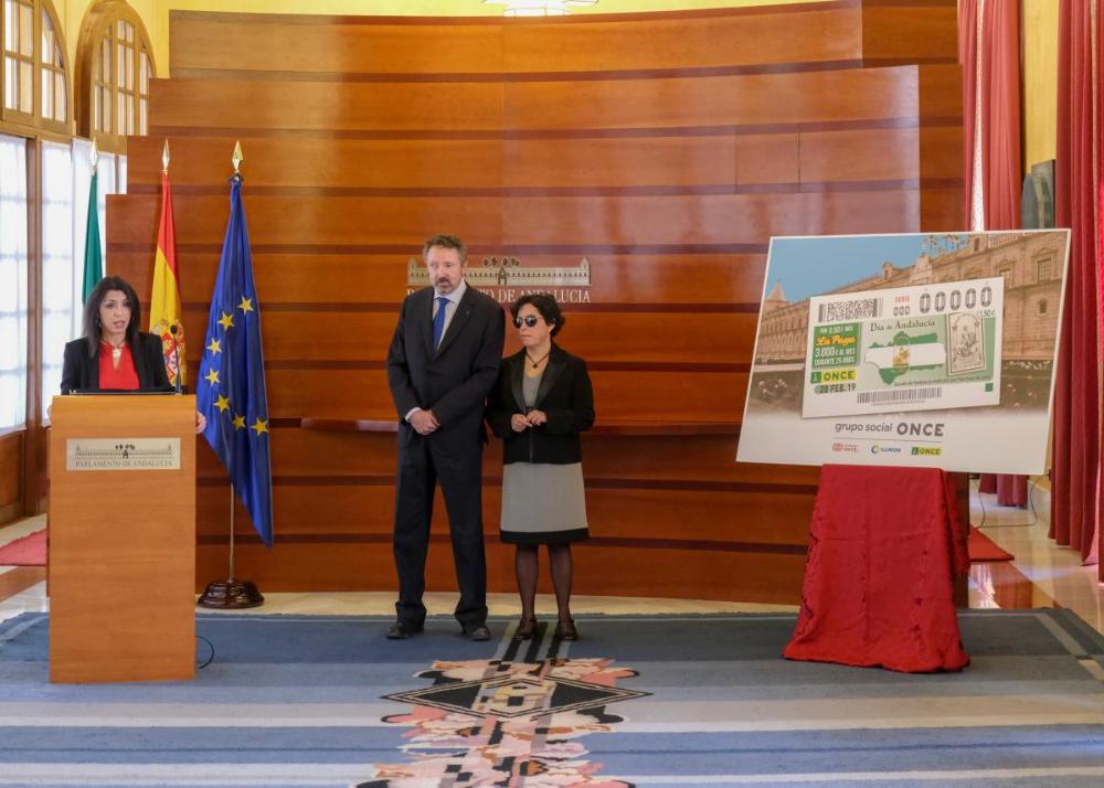 La presidenta de la Cámara andaluza dijo que el cupón es un embajador excepcional del orgullo de Andalucía