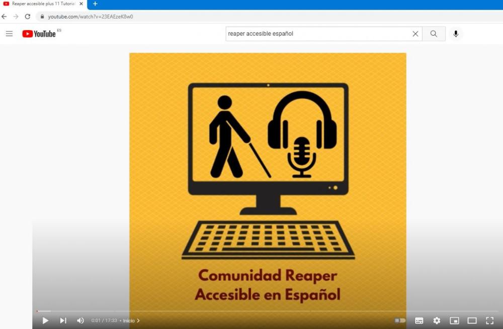 Imagen del Canal de YouTube de Reaper Accesible en Español