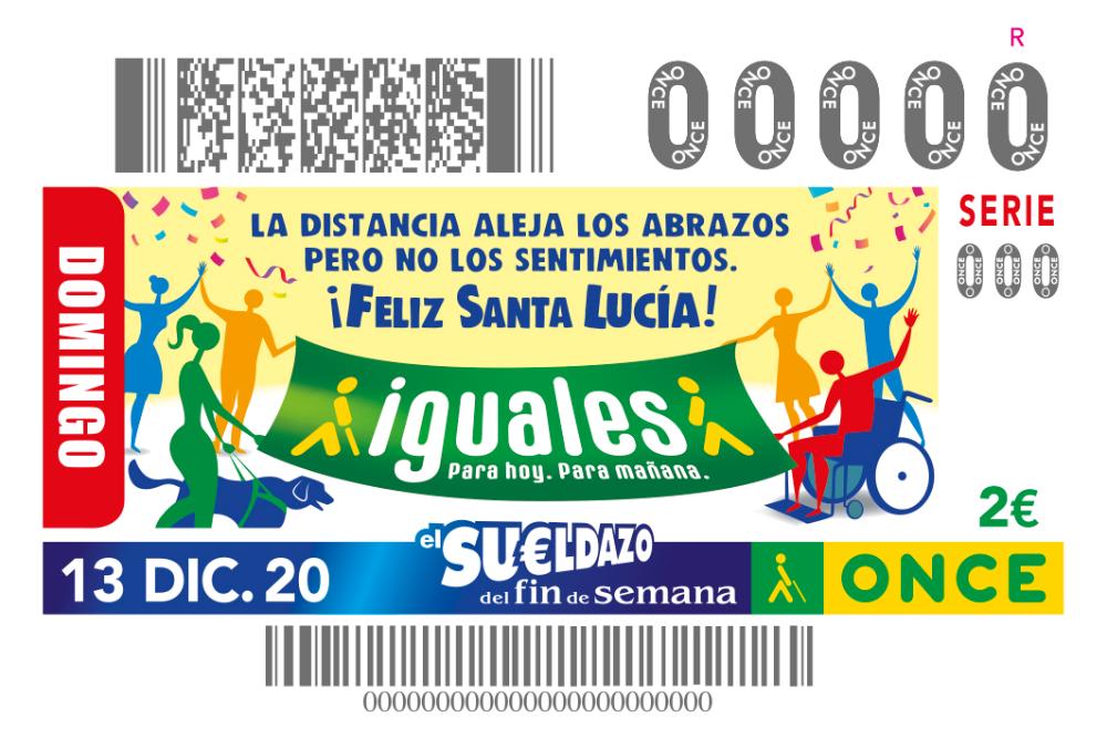 Imagen del cupón del sorteo de Santa Lucía, domingo 13 de diciembre