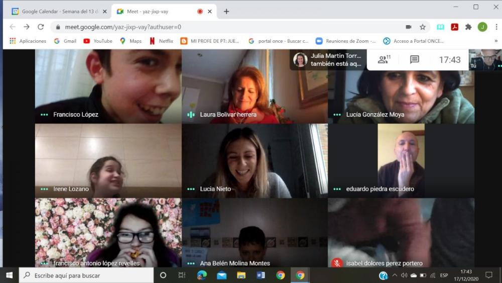 Pantallazo de un momento de la reunión por Zoom de los participantes