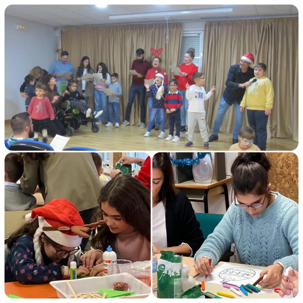 Distintos momentos de los talleres desarrollados durante la jornada, villancicos incluidos