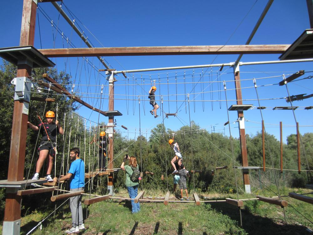 Actividad de Parque en Altura: Alumnos-as colgados de puentes suspendidos