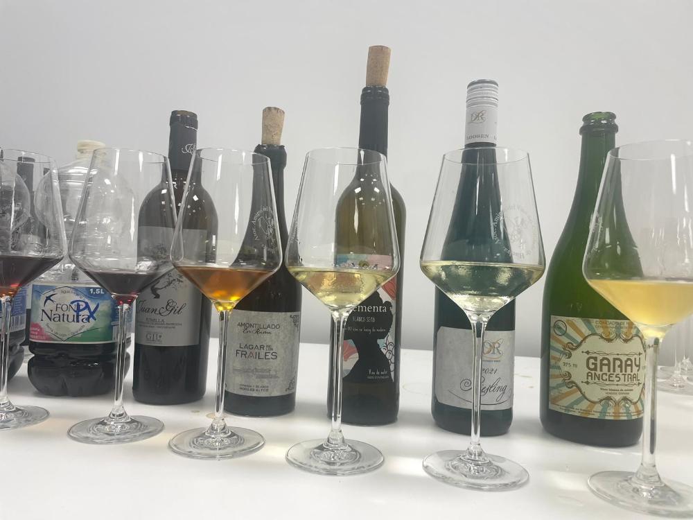 Botellas de vino alineadas