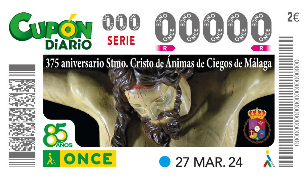 Cupón del 27 de marzo, dedicado al Cristo de Ánimas de Ciegos de Málaga