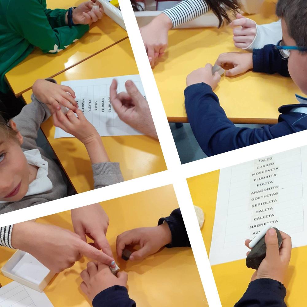 Alumnos explorando minerales en el CRE de Sevilla