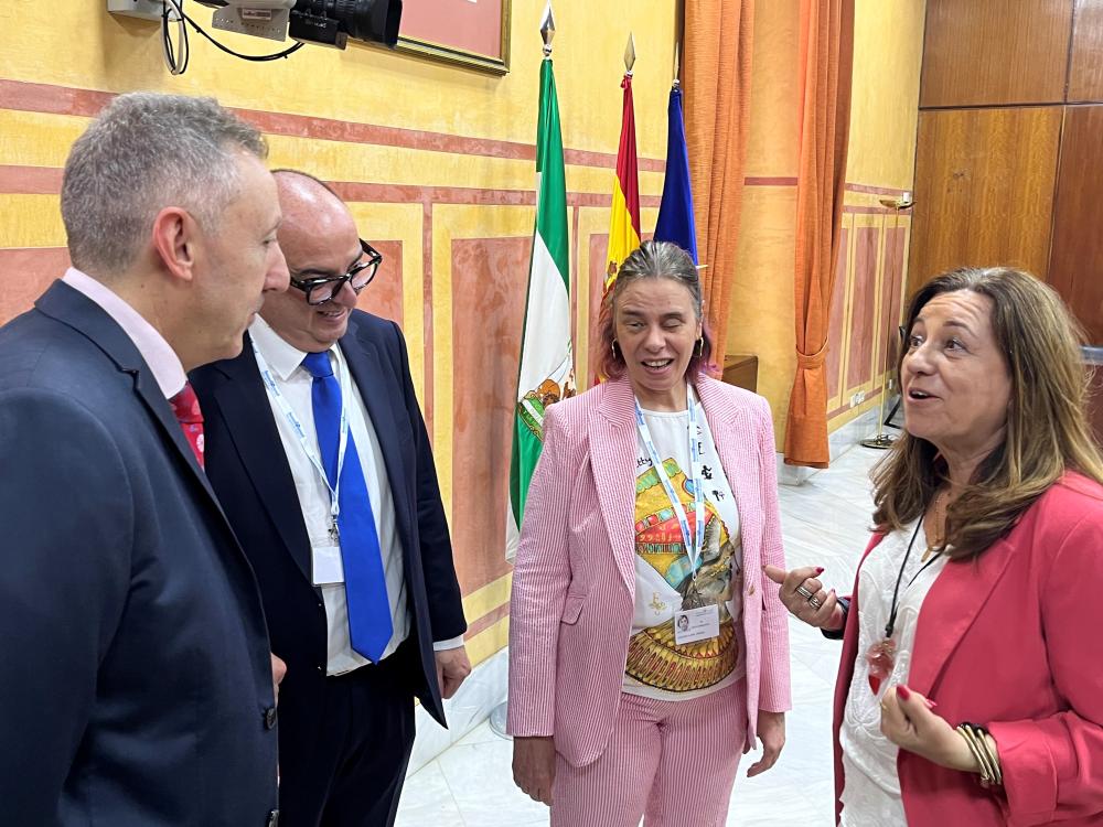 Castillo y Carcedo conversan con el delegado de la ONCE en Andalucía y el director de Inserta Andalucía