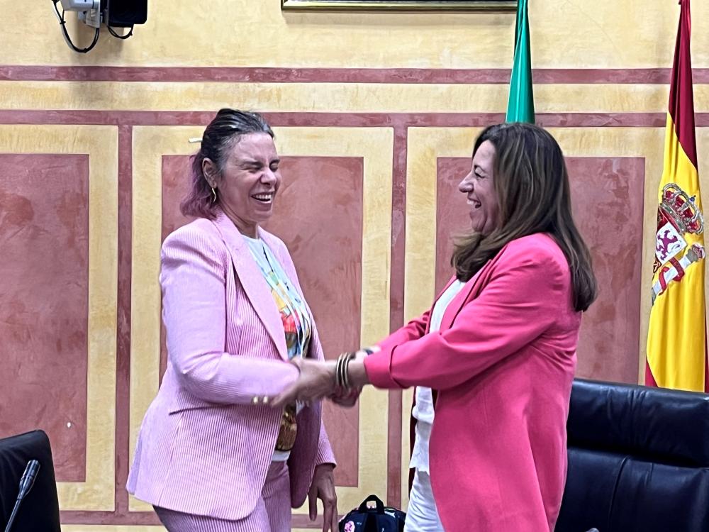 Saludo entre la consejera y Virgina Carcedo