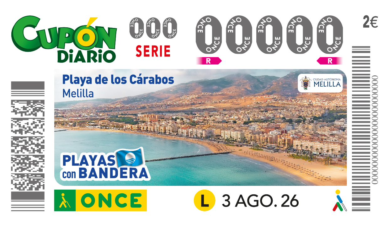 cupón dedicado a la playa de los cárabos en Melilla