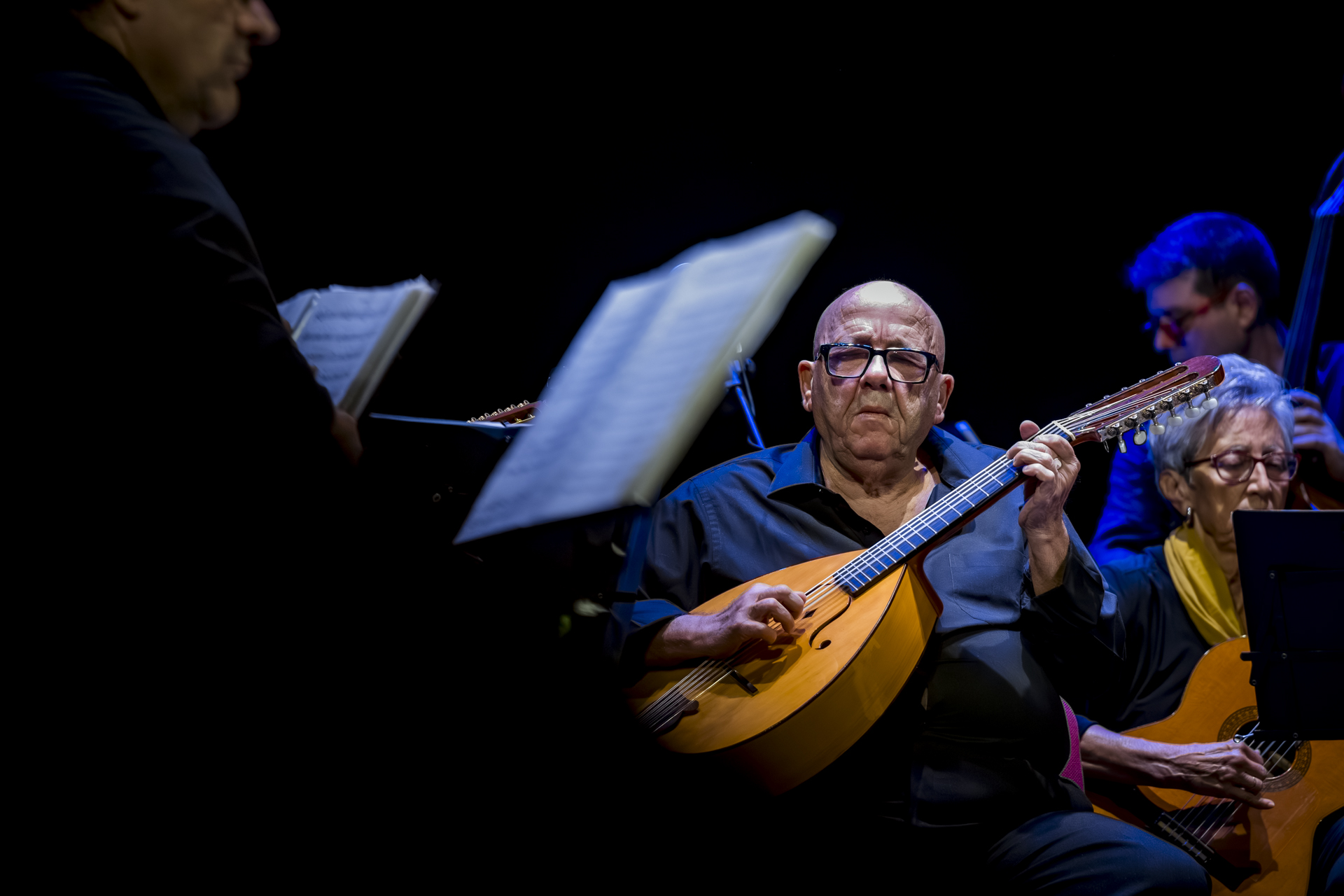 Otro primer plano de un músico de la orquesta